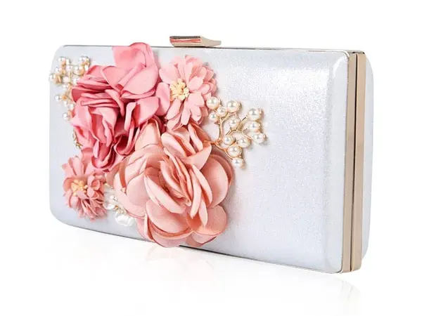 Designer Handmade Flower Pearl Clutch Purse