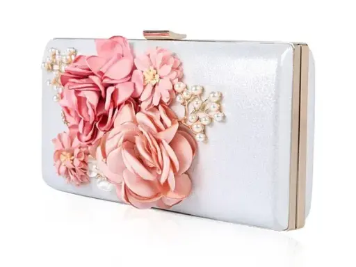 Designer Handmade Flower Pearl Clutch Purse